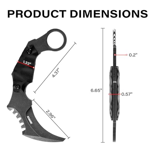 Dispatch Tactical Fixed Blade Knife, Full Tang Double Edged Sharp Claw Knife for Outdoor Survival Hiking Camping