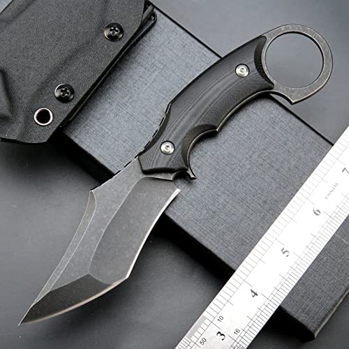 C1117 Fixed Blade Knife D2 Steel +G10 Handle Black Outdoor EDC Survival Claw Knife with Kydex Sheaths