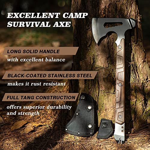 17.5in Full Tang Camping Axe Tomahawk - Outdoor Camping & Hiking Survival Tool with Hammer  
17.5in Full Tang Camping Ax